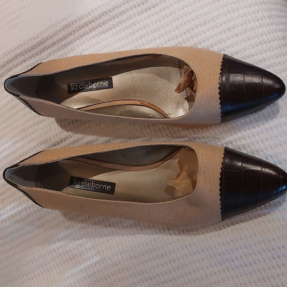 Liz Claiborne Leather&Material Flats size 9M